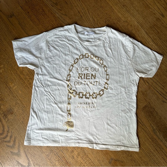ANINE BING Ringo Tee Goldie Cream L (flaws) - Picture 3 of 8